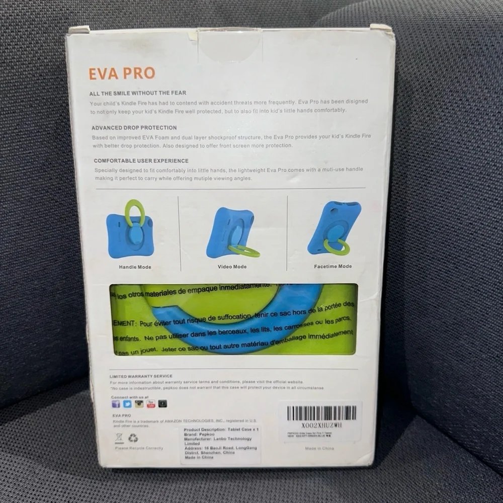 Pepkoo Tablet Case Green Blue Kids Stand Protective Cover for Amazon Fire 7